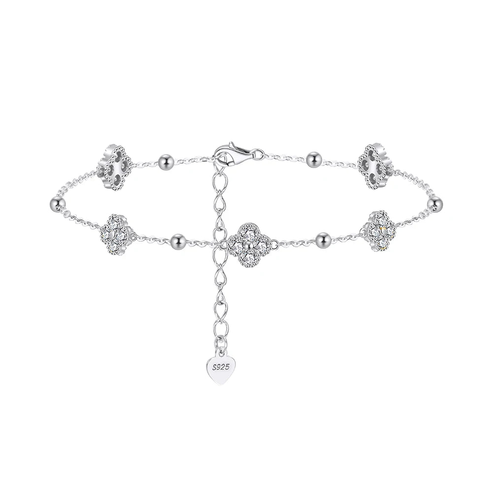 ORSA JEWELS Exquisite 925 Silver Clover Moissanite Earrings for Women Shiny D Color Moissanite Diamand Earring Jewelry MOE18
