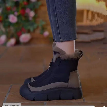 Warm Snow Boots for Women Winter New Waterproof Platform Casual Cottom Shoes Outdoor Non Slip Front Zip Women's Vulcanized Shoes