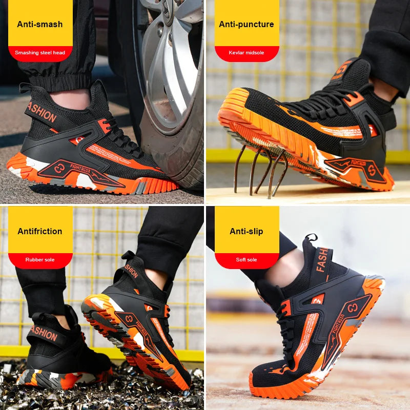High Top Safety Shoes Men Steel Toe Work Shoes Men Anti-Puncture Safety Shoes Woman Work Safety Boots Man Indestructible Shoes