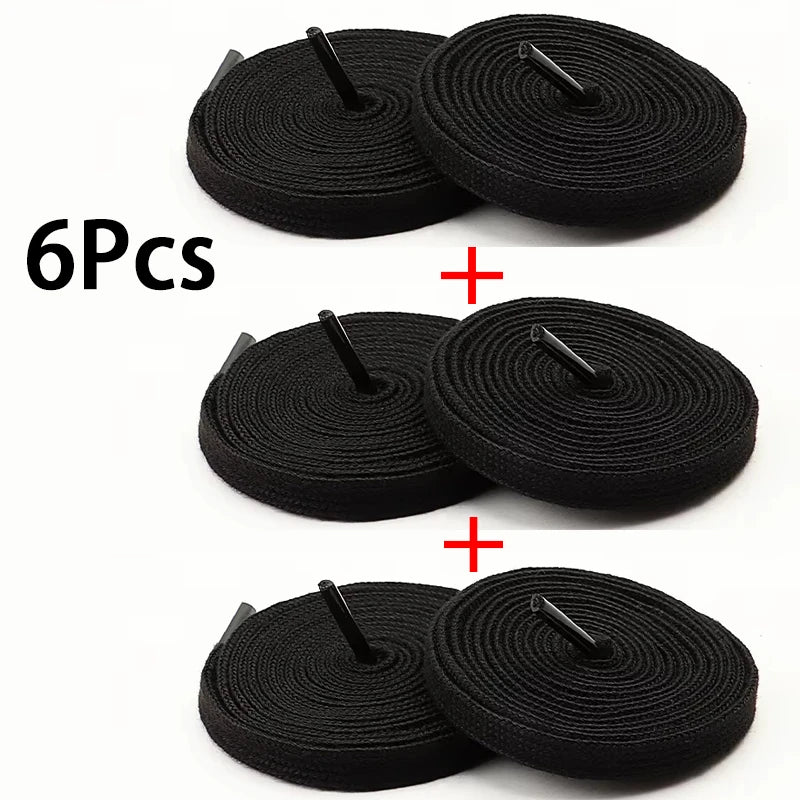 1Pair/3Pair Classic Solid-Color Flat Laces Premium Cotton Casual Shoelaces Sneaker 0.8cm Width Shoelace Length 100/120/140/160cm