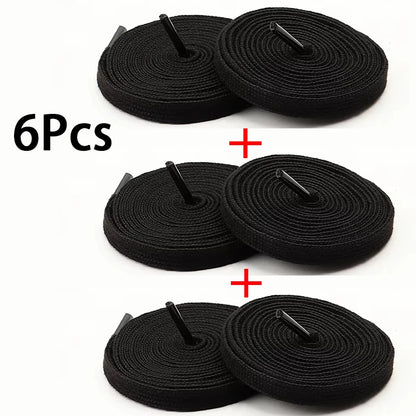 1Pair/3Pair Classic Solid-Color Flat Laces Premium Cotton Casual Shoelaces Sneaker 0.8cm Width Shoelace Length 100/120/140/160cm