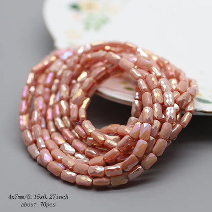 70pcs/lot Color Faceted Square Loose Beads Crystal Glass Beads Faceted Loose Spacer Beads for Jewelry Making DIY