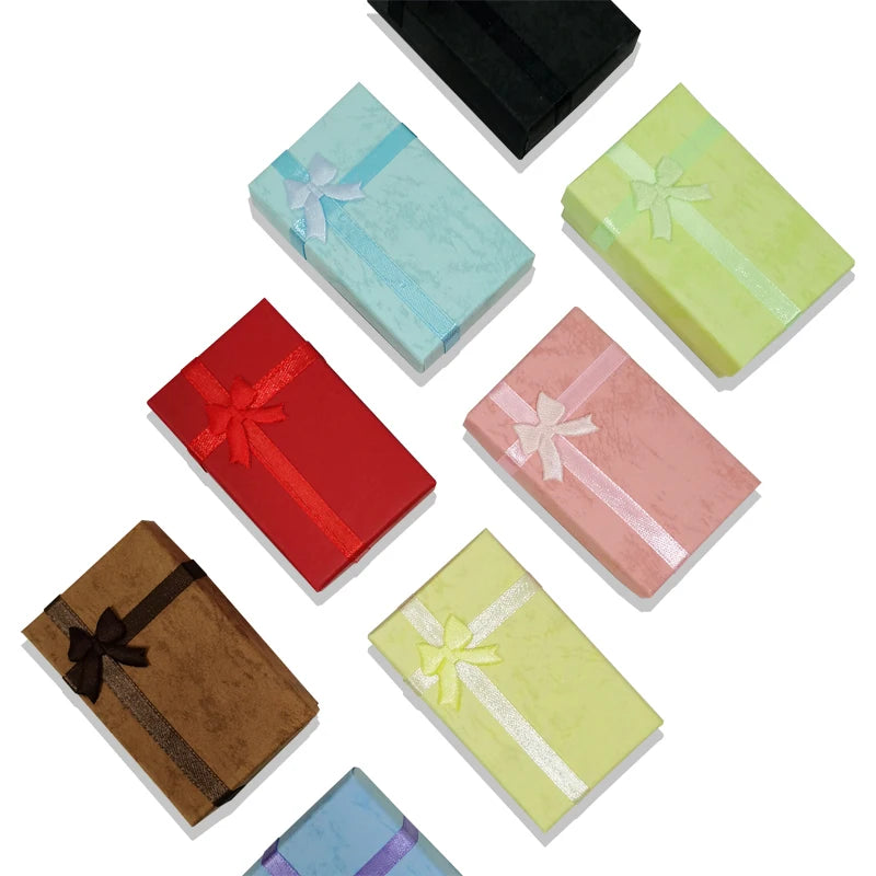 12PCS/lot Assorted Colors Ring Necklace Set Box Trinket Box Necklace Case Earrings Holder 5*8 Packaging Gift Box
