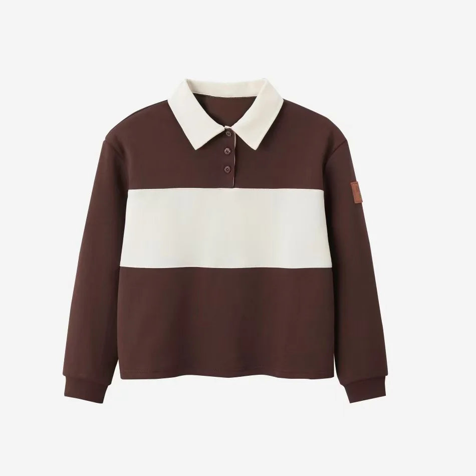 (Ship out in 1 day)AS AW26 Saddle collection Brown Corduroy + Rugby sweatshirt Print corduroy family matching girls boys clothes