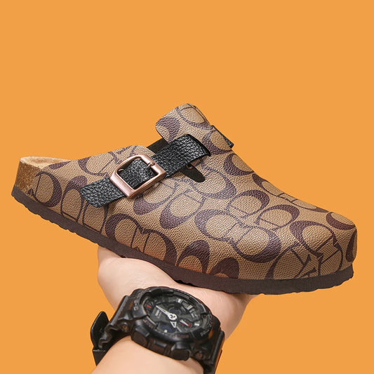 Unisex Closed Toe Cork Mules All Seasons, Light Non-slip Durable Versatile Outdoor Beach Half Slippers