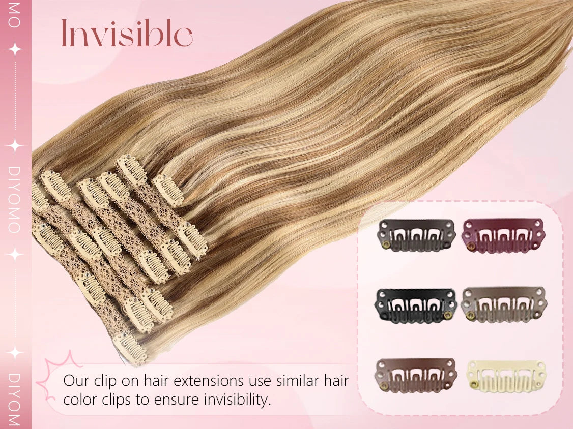 Natural Black Straight Human Hair Extensions Set of 7 PU Clip-In Invisible Wefts 116g Lightweight for Women Hairdressing