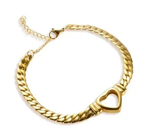 Stainless Steel Heart-shaped Ladies Elegant Bracelet  For Women Crystal Bangle