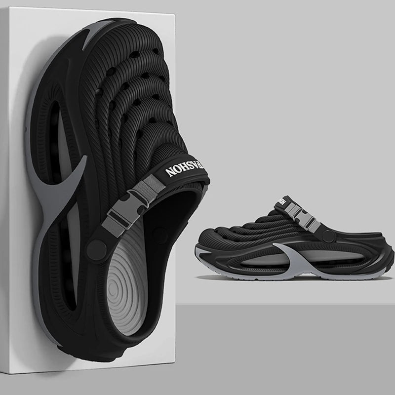 Fashion Hollow Out Thick Bottom Sports Sandals Men Eva Soft Sole Summer Clogs Sandals Men Non Slip Outdoor Driving Beach Sandles