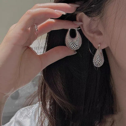 925 Sterling Silver Vintage Earrings For Women Trendy Simple Retro Big Hollow Earring Jewelry Prevent Allergy Party Accessories
