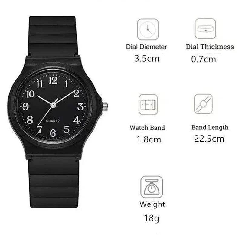 Simple Women's Quartz Watch Waterproof Silicone Strap Round Small Dial Student Exam Watch for Ladies