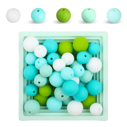 50Pcs/Lot 15mm 9mm 12mm Silicone Beads for DIY KeyChains Jewelry Making Pen Necklace Bracelet Round Loose Beads Choose Color