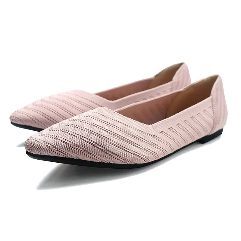 Women's Shoes Mesh Breathable Pointed Toe Flat Shoes Fashion Soft Bottom Knitted Shoes Female Casual Slip on Footwear Loafers85