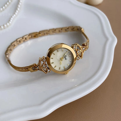 GEDI Women's Wristwatch Gold Crystal Bracelet Ladies Minimalist Elegant Small Watch For Women Quartz Fashion Watches Gifts
