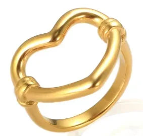 Crystal High End Non Tarnish Fashion Geometric Open Gold Plated Stainless Steel Rings for Women Wedding Ring Jewelry
