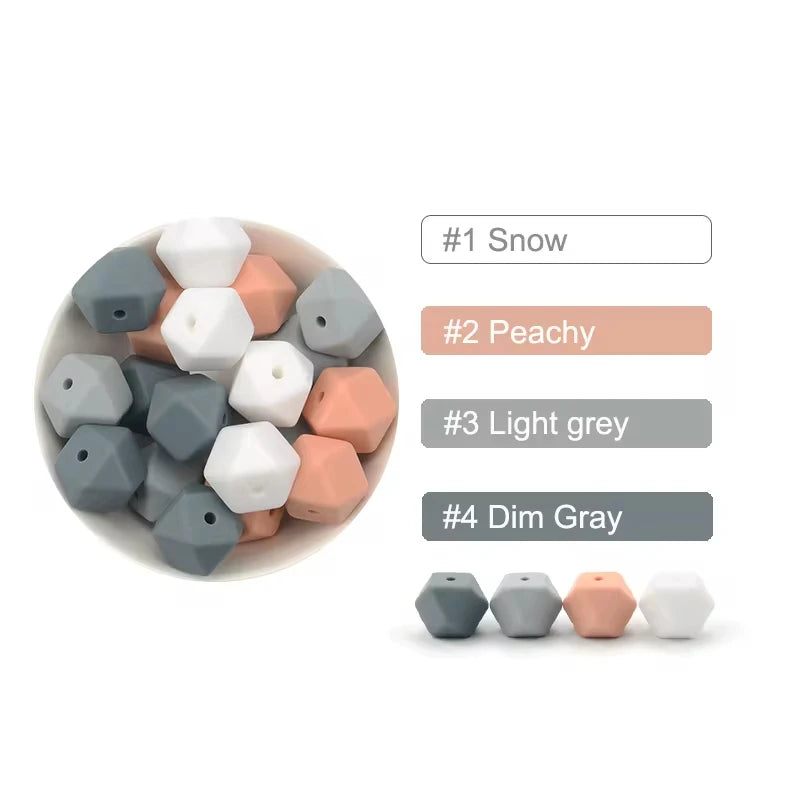 LOFCA 10pcs 14mm/ 17mm Hexagon Silicone Beads  For Jewelry Making Bulk DIY Necklace Pacifier Chain  Popular Jewelry Accessories