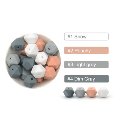 LOFCA 10pcs 14mm/ 17mm Hexagon Silicone Beads  For Jewelry Making Bulk DIY Necklace Pacifier Chain  Popular Jewelry Accessories