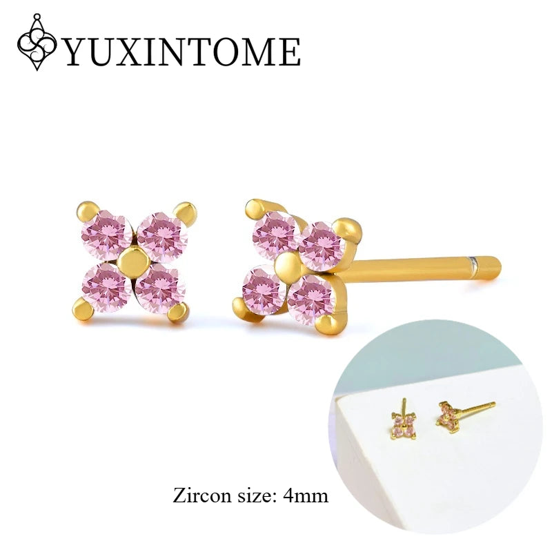 925 Sterling Silver Ear needles Crystal Zircon Small studs Earrings for Women gold-plated round Piercing Earrings New in 2022