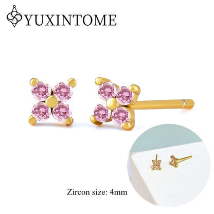 925 Sterling Silver Ear needles Crystal Zircon Small studs Earrings for Women gold-plated round Piercing Earrings New in 2022