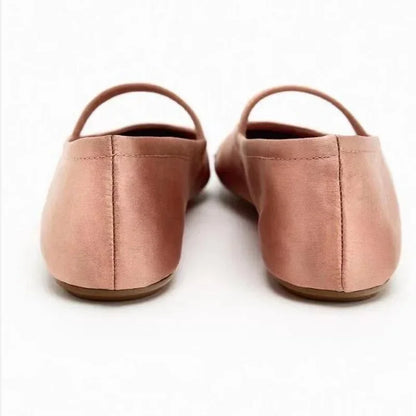 2026 Spring/Autumn Flats Mary Jane Shoes Round Toe Women's Shoes Rose Red Color Black Silk Satin Ballet Flats Women Shoes