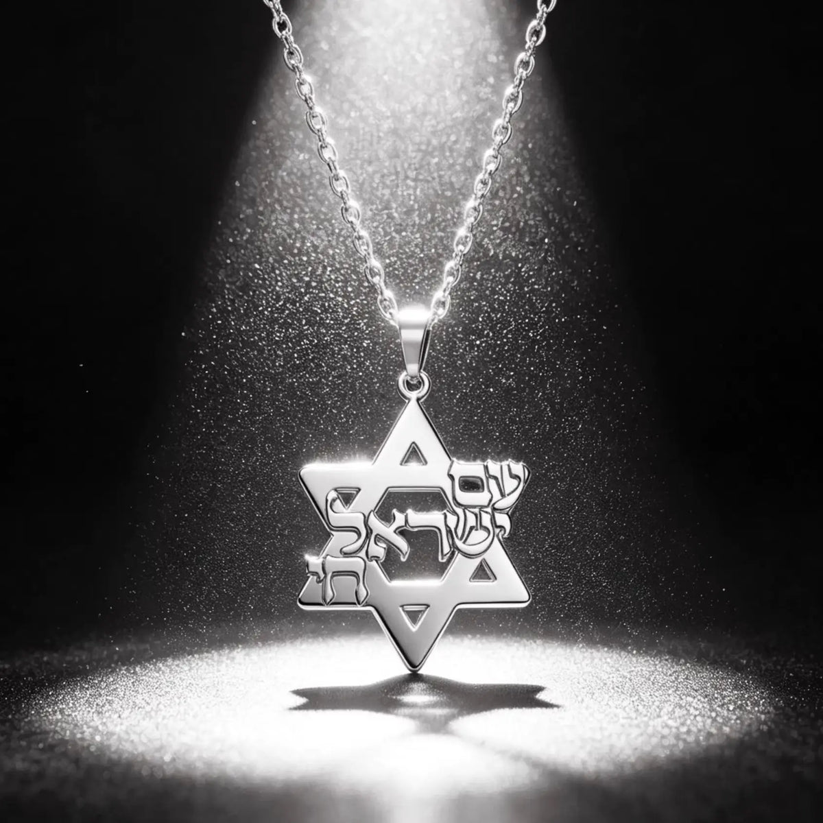 Am Yisrael Chai Necklace Stainless Steel Star of David Necklace Jewish Faith Hexagram Necklace Gift for Women Men Hanukkah Gift
