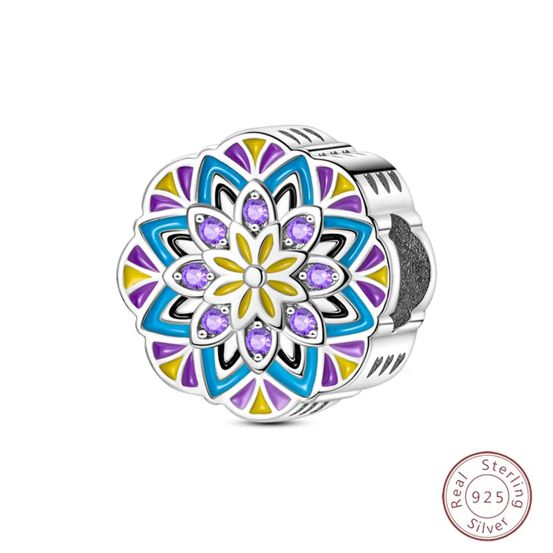 Spring Day 925 Sterling Silver Sunflower Azalea Peony Butterfly Flower Charms Beads Fit 3mm Bracelets DIY Fine Jewelry Making