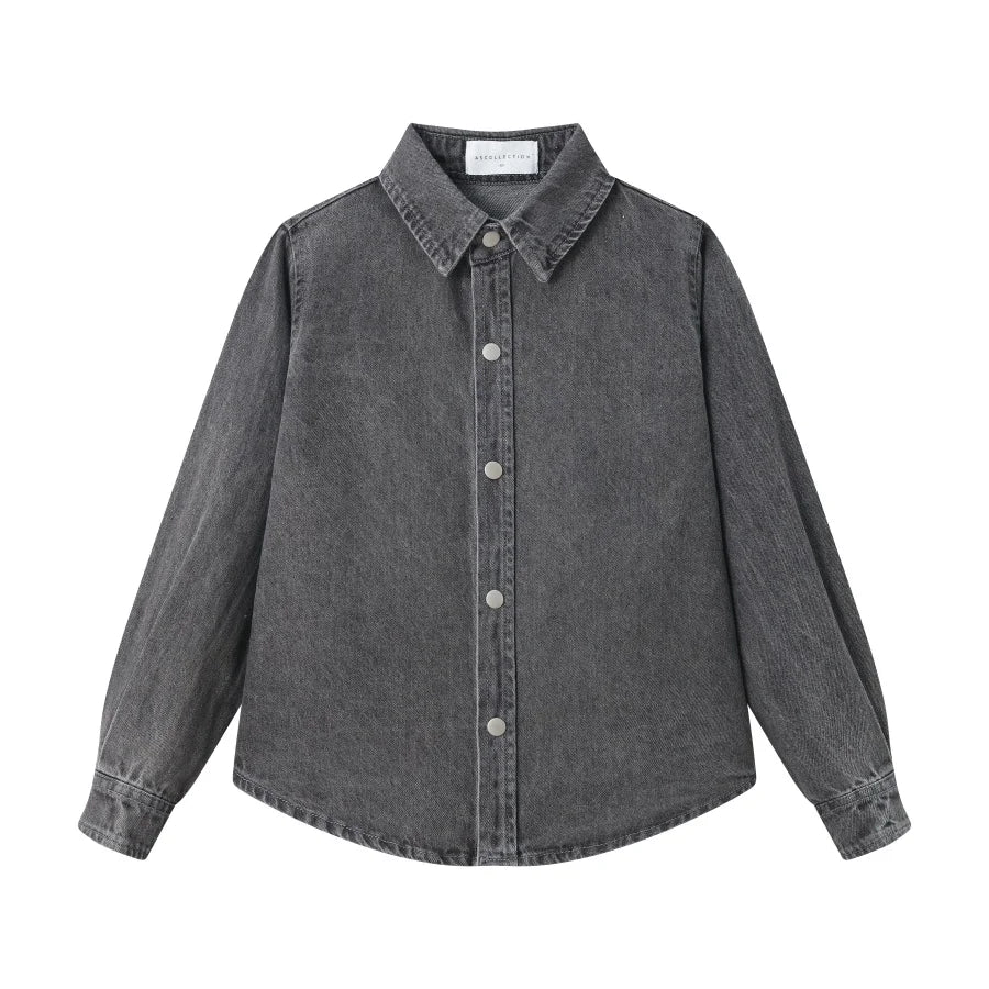 Clearance sale AS AW25 Grey denim collection + jersey ribbing family matching clothes boys girls clothing