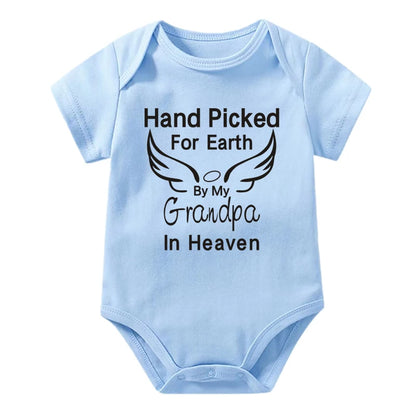 Hand Picked for Earth By My Grandpa/grandma In Heaven Baby Bodysuit Romper Summer Short Sleeve Jumpsuit Ropa