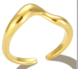 Crystal High End Non Tarnish Fashion Geometric Open Gold Plated Stainless Steel Rings for Women Wedding Ring Jewelry