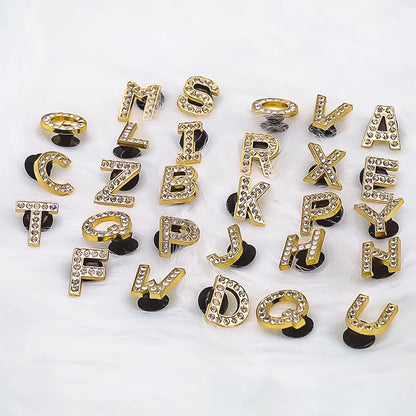1pcs Metal Gold Luxury Letters Shoe Charms for Clog Alphabet Shoes Decorations Pins for Women Girl Sandal DIY Party Favor Gifts
