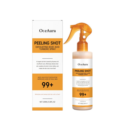 Foot Peeling Spray Improve Rough Moisturize Smooth Heel Back Body Exfoliating Serum Turmeric Kojic Acid Skin Brightening Essence