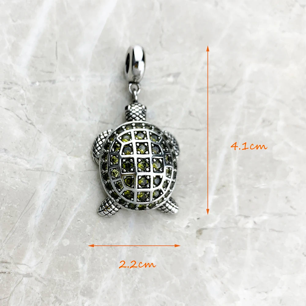 Pendant Green Turtle Large Brand New Fashion Jewelry Europe Accessories 925 Sterling Silver Gift For Woman Men