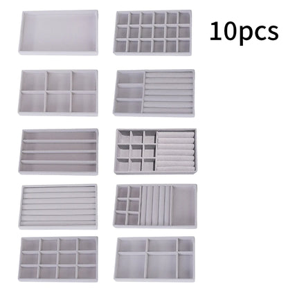 1 Set, (Including 8PCS) Flocking Jewelry Box Jewelry Tray