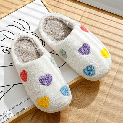 Valentine's Day Women Slippers Winter Bedroom Fashion Colorful Heart Warm Comfortable Concise Home Shoes Girlfriend Gift