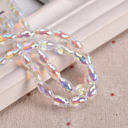 10pcs 12x8mm Oval Cylinder Faceted Cut Crystal Glass Loose Crafts Beads for Jewelry Making DIY