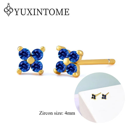 925 Sterling Silver Ear needles Crystal Zircon Small studs Earrings for Women gold-plated round Piercing Earrings New in 2022