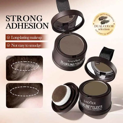SADOER Hairline Shadow Powder with Brush Water Sweat Resistant Hair Loss Concealer Bald Spot Concealing Hair Powder Women Men