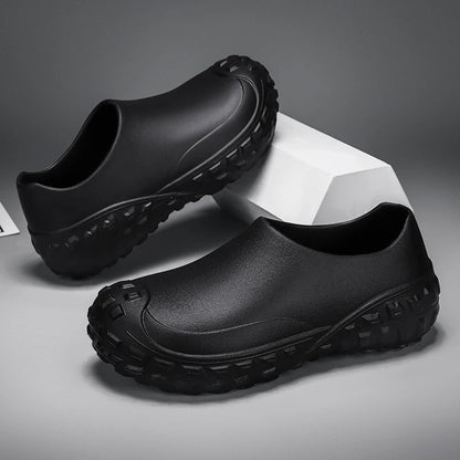 Unisex Non-Slip Eva Clogs - Comfortable Black Work Shoes for Nurses, Chefs, and Office Use, Easy Slip-On Design, Tire Texture Sole for Enhanced Grip, Chef Clogs, Slip-On Footwear, Durable Slippers, Non-Slip Work Shoes