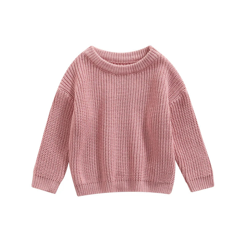 Autumn Winter Newborn Baby Girl Boy Knitted Long Sleeve Sweater Solid Loose Pullover Casual Tops Children Sweater Kids Clothes