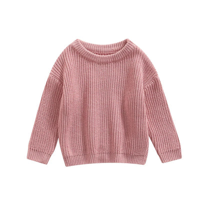 Autumn Winter Newborn Baby Girl Boy Knitted Long Sleeve Sweater Solid Loose Pullover Casual Tops Children Sweater Kids Clothes