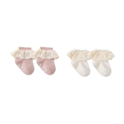2Pairs/lot Baby Socks For Girls Spring Autumn Lace Princess Floor Newborn Socks Cotton Toddlers Infant Short Sock Anti Slip 0-3Y