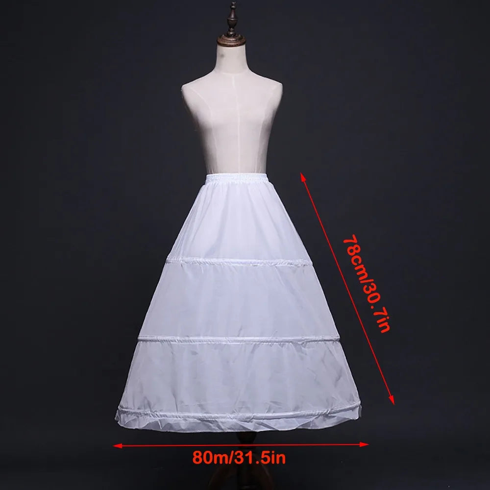 New Fashion White Petticoat 3-Hoops Ball Gown Petticoats Long Underskirt Crinoline Crinoline Skirt Flower Dress Accessories