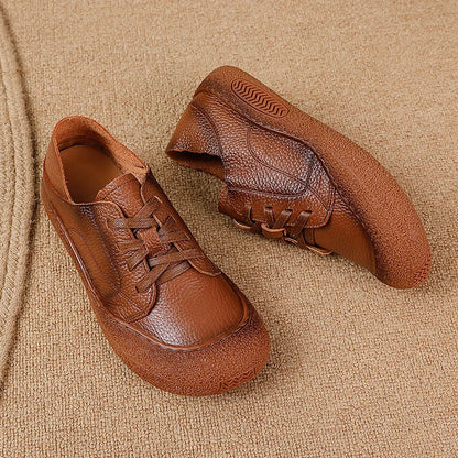 Lace Up Genuine Leather Shoes New Women's Soft Moccasins Woman Convertible Wide Fit Loafers Mom Oxfords Flats Ladies Flat Shoes