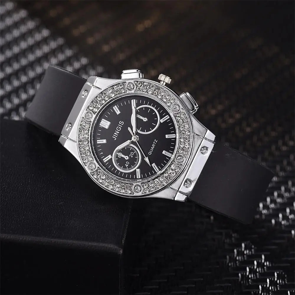 Fashion 2025 Rubber Women Watches Luxurious Brand Casual Diamond Female Quartz Wristwatches Simple Sport Clock Relogio Feminino