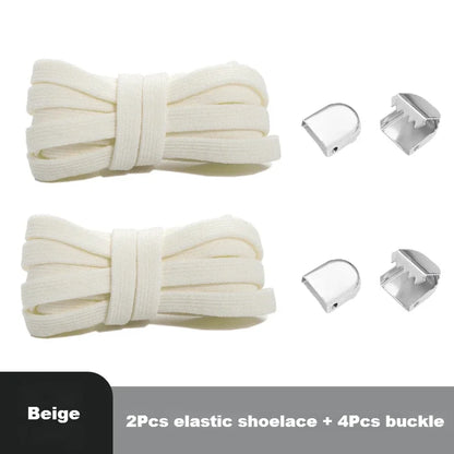 1 Pair Flat Elastic No-Tie Shoe Laces for Sneakers Tennis Shoes Quick Clip-On Shoelaces Accessories for Kids & Adults