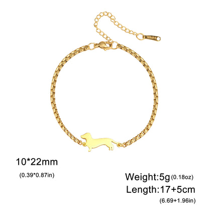 Cute Dachshund Dog Stainless Steel Bracelet for Women's Valentine's Day Commemorative Day Jewelry and Gift Wholesale