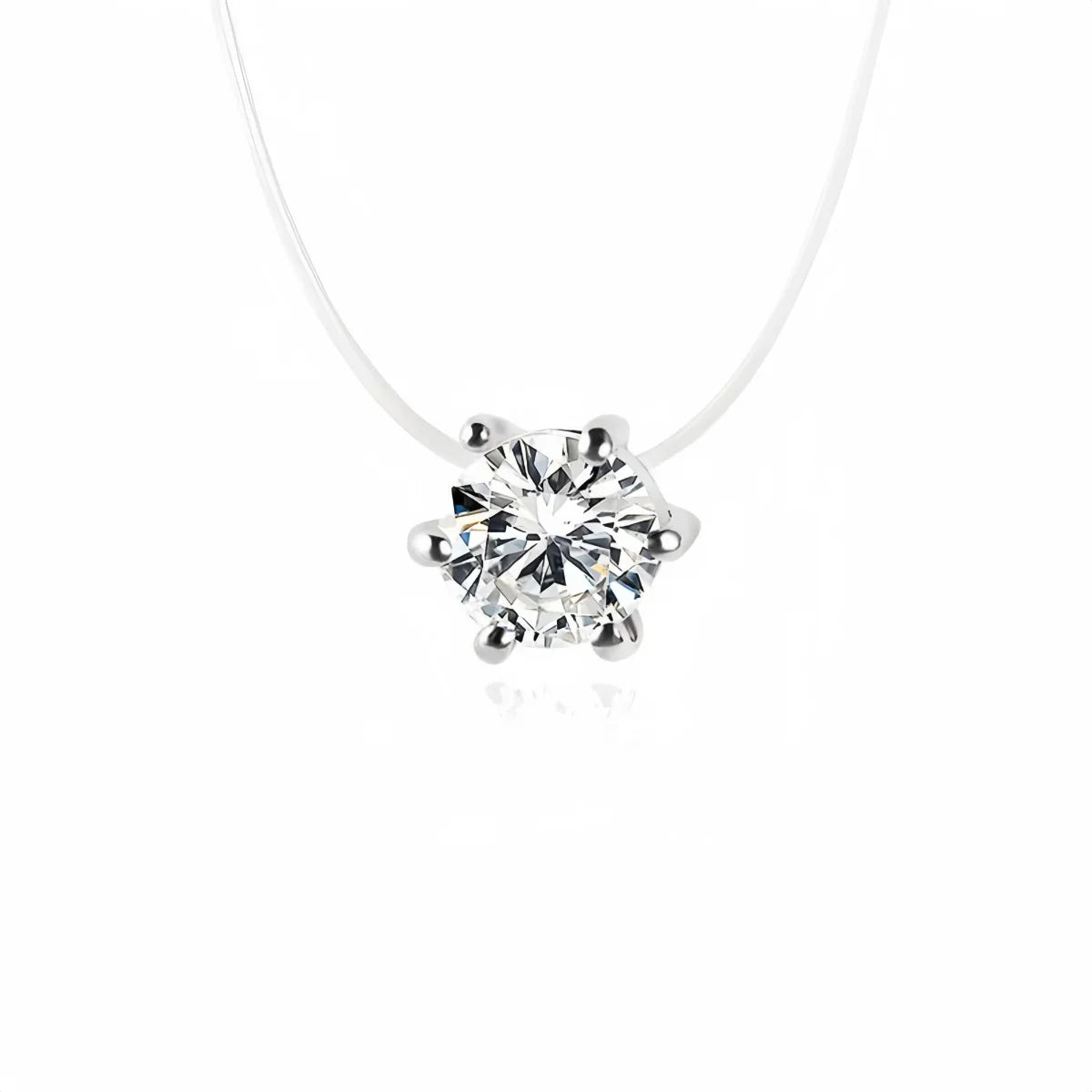 Fashion Shiny imtation Crystal Necklace Zircon Pendant Transparent Fishing Line Invisible Ladies Necklace Jewelry Clavicle Chain