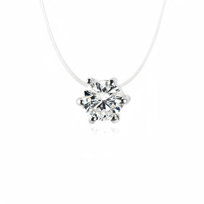 Fashion Shiny imtation Crystal Necklace Zircon Pendant Transparent Fishing Line Invisible Ladies Necklace Jewelry Clavicle Chain