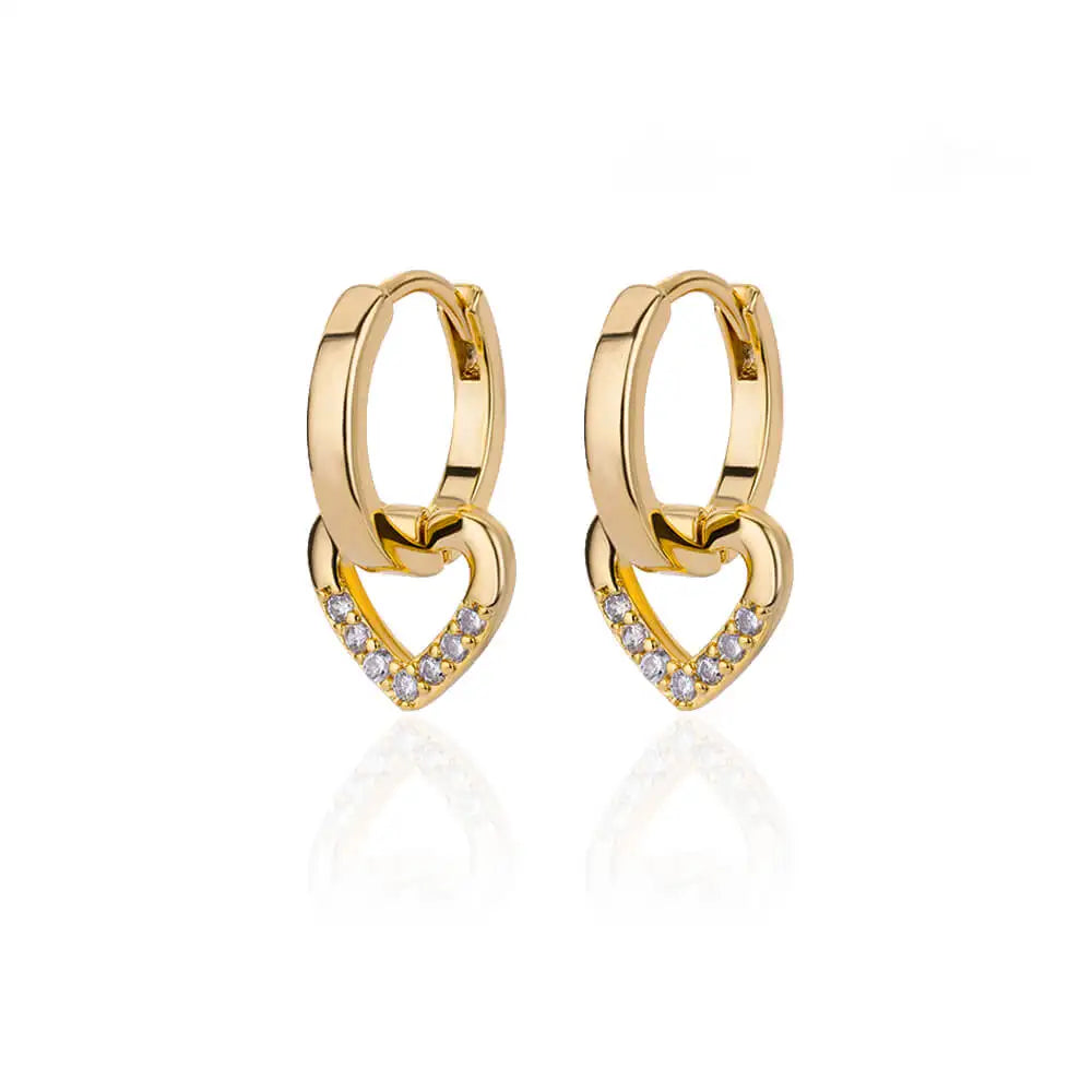 Hollow Zircon Heart Earrings For Women Stainless Steel Gold Color Heart Earring Luxury Wedding Couple Jewelry Gift Free Shipping