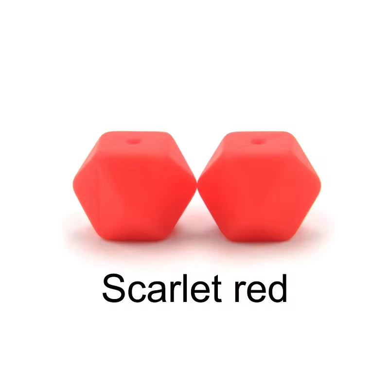 LOFCA 10pcs 14mm/ 17mm Hexagon Silicone Beads  For Jewelry Making Bulk DIY Necklace Pacifier Chain  Popular Jewelry Accessories