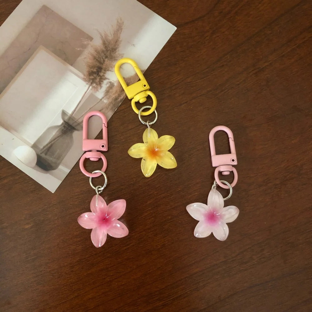 Sweet Colorful Jelly Flower Key Chain Color DIY Flower Cute Keychains Pendant Resin Bag Pendant Keyring Jewelry